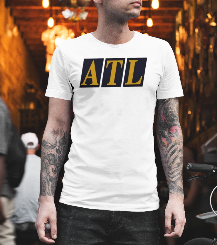 ATL Bold Minimalist Style Gold Text On Black T-Shirt