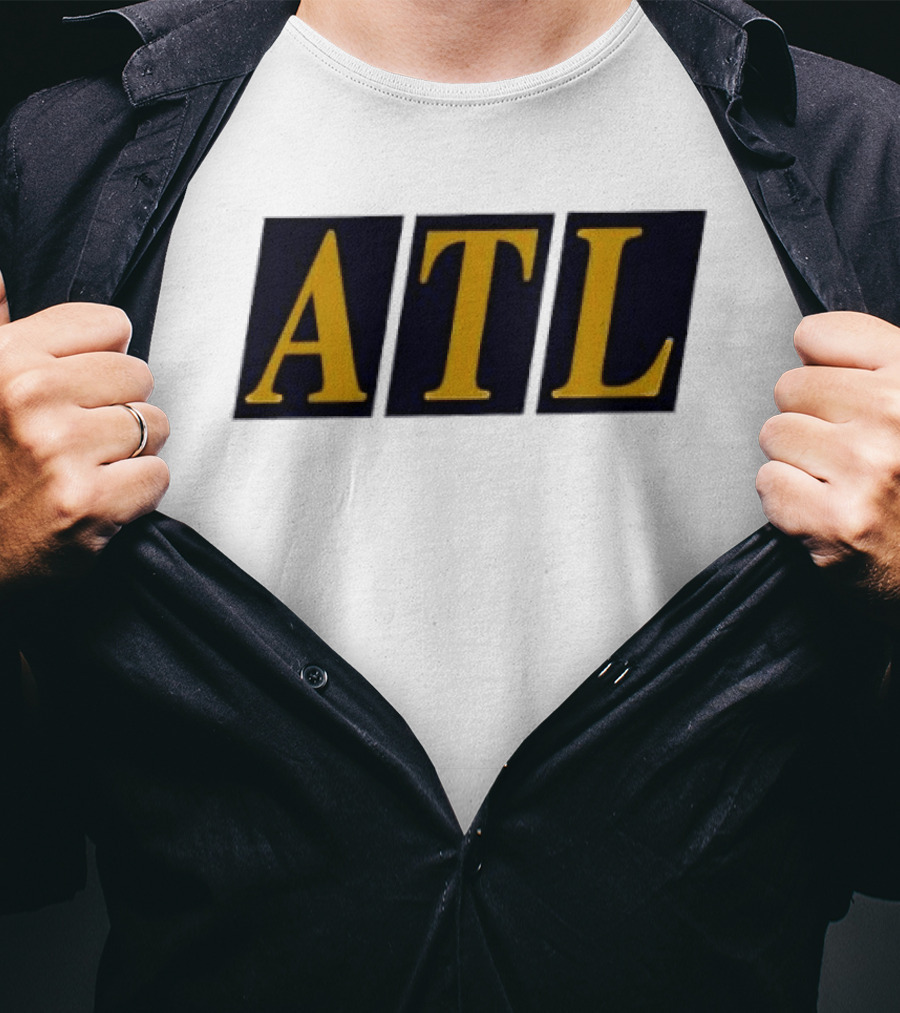 ATL Bold Minimalist Style Gold Text On Black T-Shirt