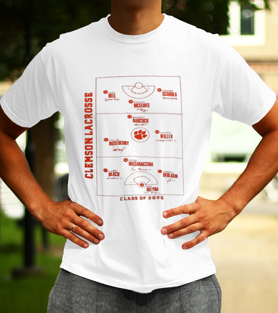 Clemson Lacrosse Field Diagram Class Of 2026 T-Shirt