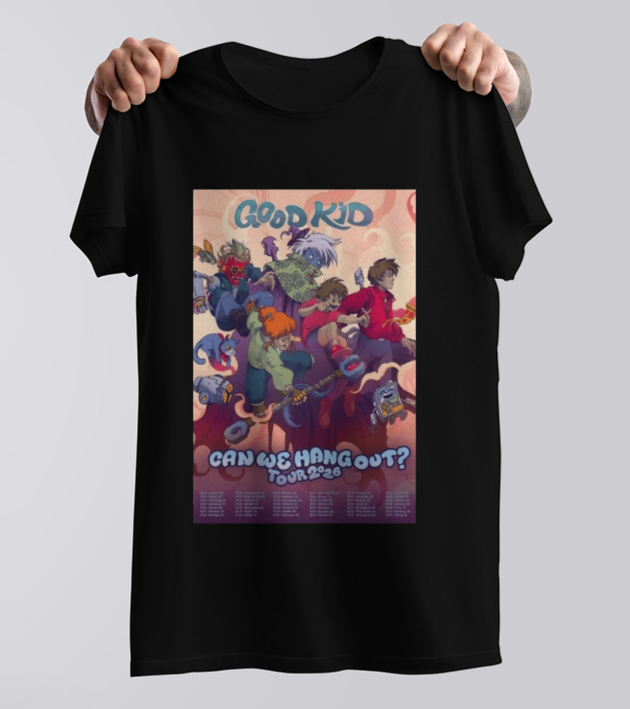 Good Kid Can We Hang Out 2026 Tour Colorful Cartoon Characters T-Shirt