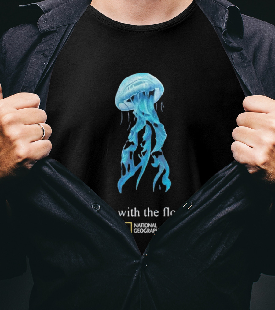 Jellyfish Go With The Flow National Geographic Blue Ocean T-Shirt