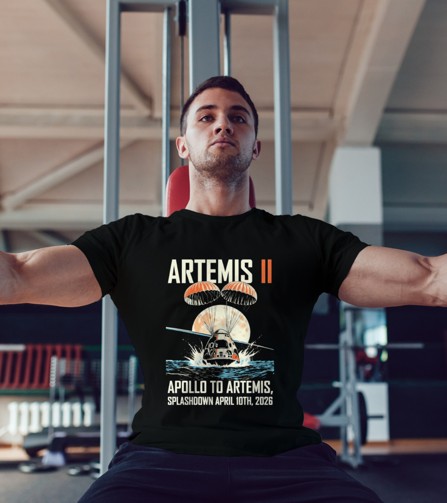 Artemis II Apollo To Artemis Splashdown April 10th 2026 Parachute Moon Ocean Scene T-Shirt