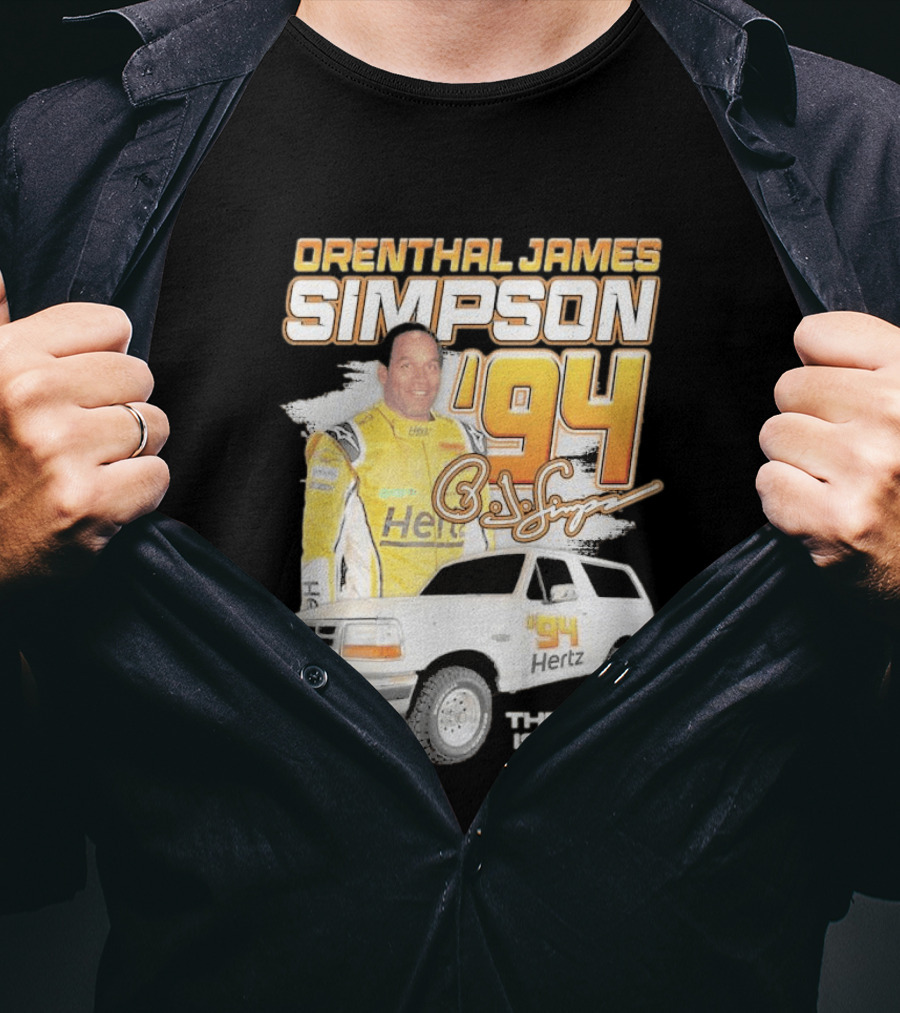 Orenthal James Simpson '94 The Juice Is Loose Hertz Racing T-Shirt