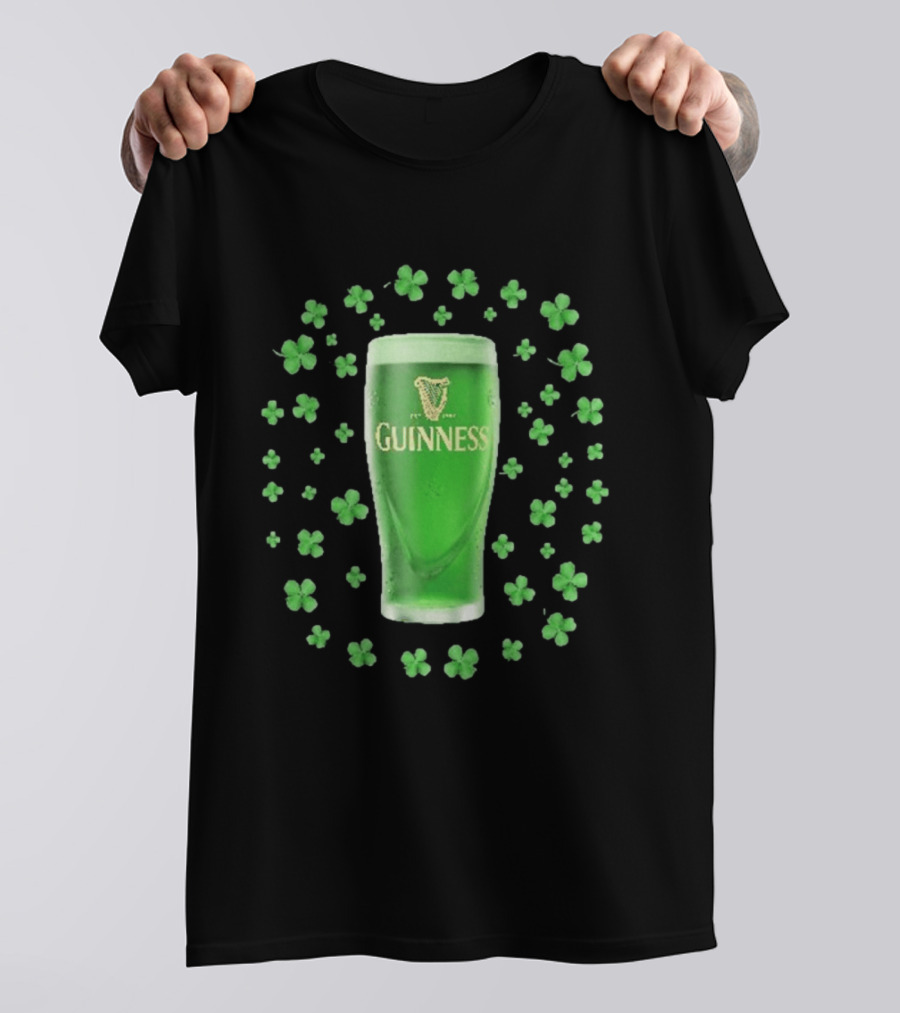 Guinness Pint With Shamrocks St Patrick's Day Celebration T-Shirt
