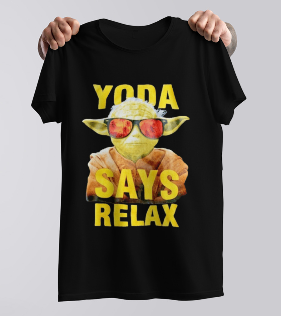 Yoda Says Relax Sunglasses Funny Jedi Master T-Shirt