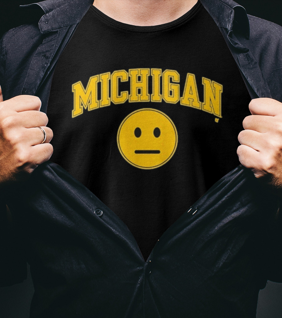 Michigan Basketball Yellow Emoji Face T-Shirt