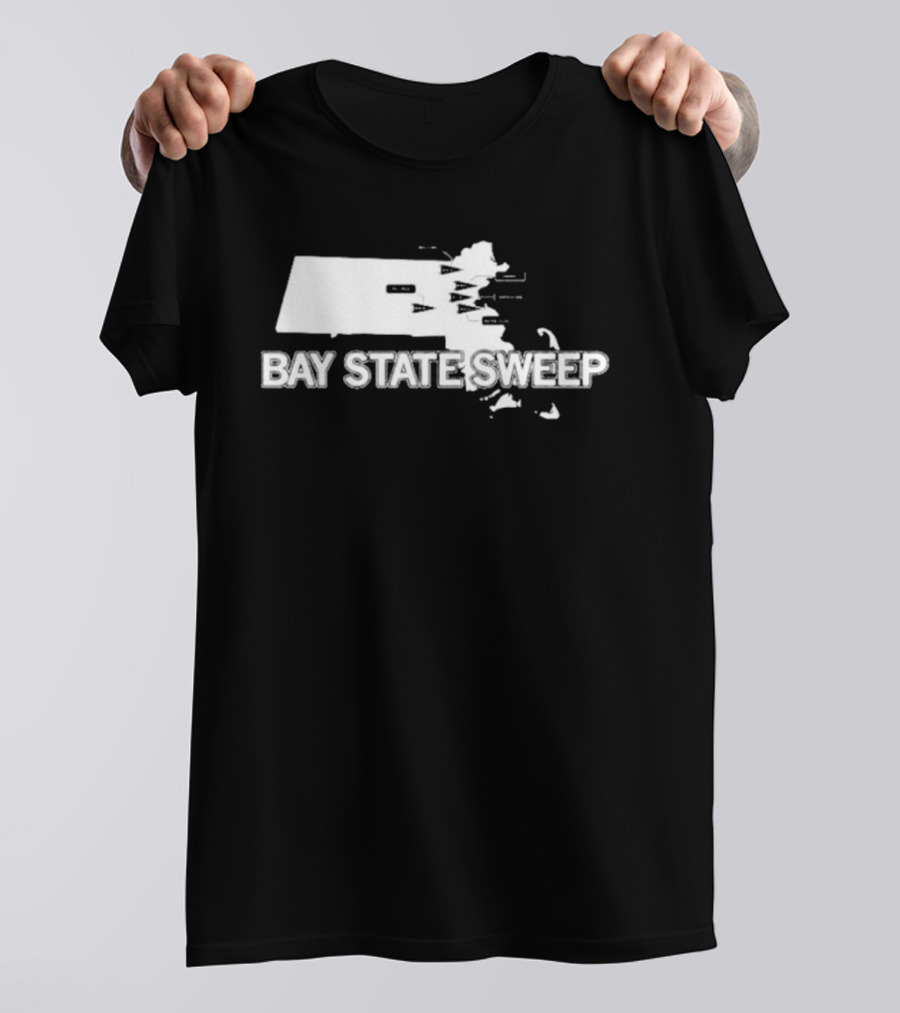 Bay State Sweep Massachusetts Map Landmarks T-Shirt