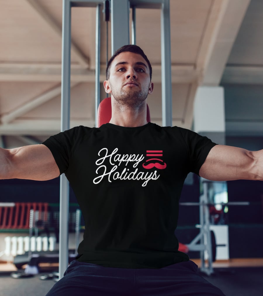 Happy Holidays Cincinnati Baseball Mustache T-Shirt
