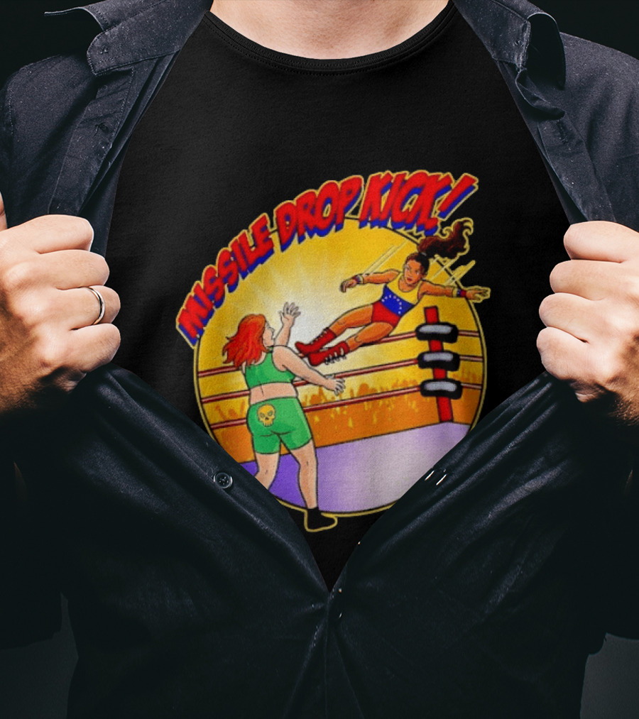 Missile Drop Kick Wrestling Move In Classic Ring Showdown T-Shirt