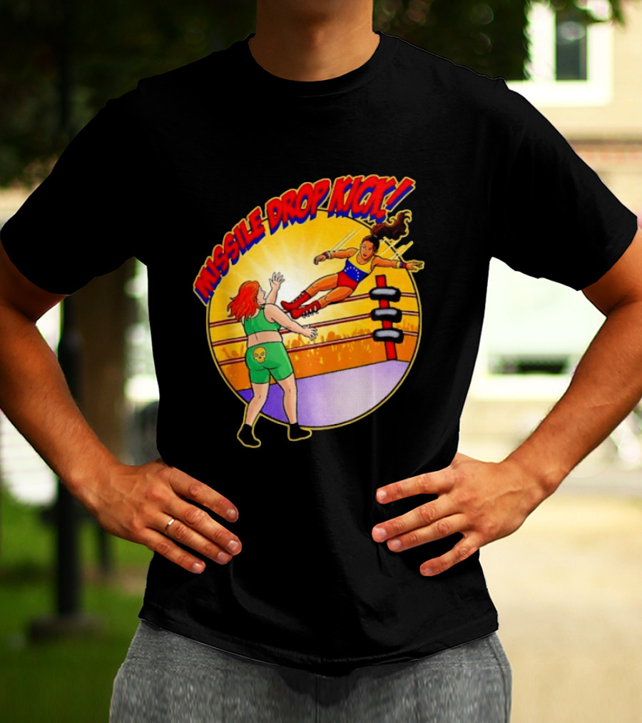 Missile Drop Kick Wrestling Move In Classic Ring Showdown T-Shirt