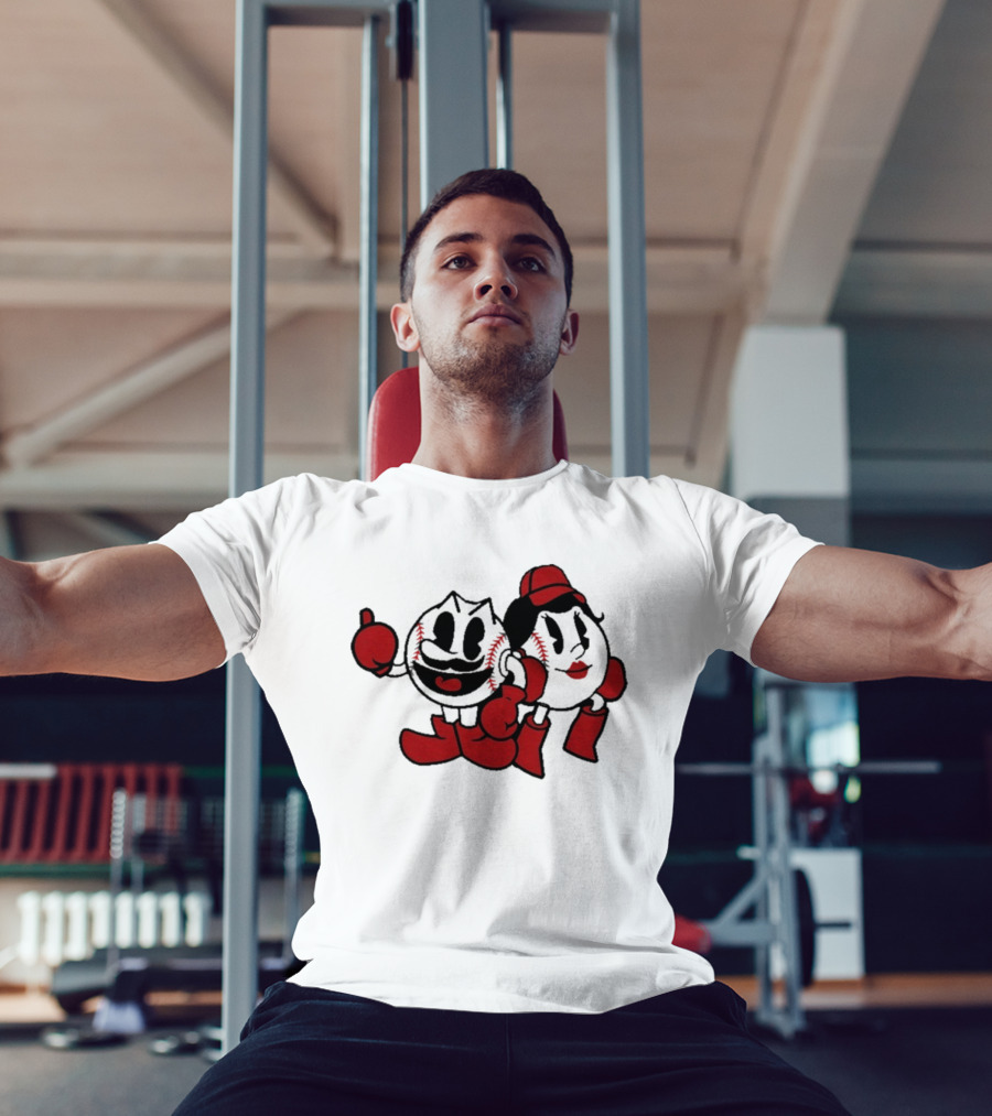 Cincy Mr. And Ms. Baseball Characters With Red Gloves And Boots T-Shirt