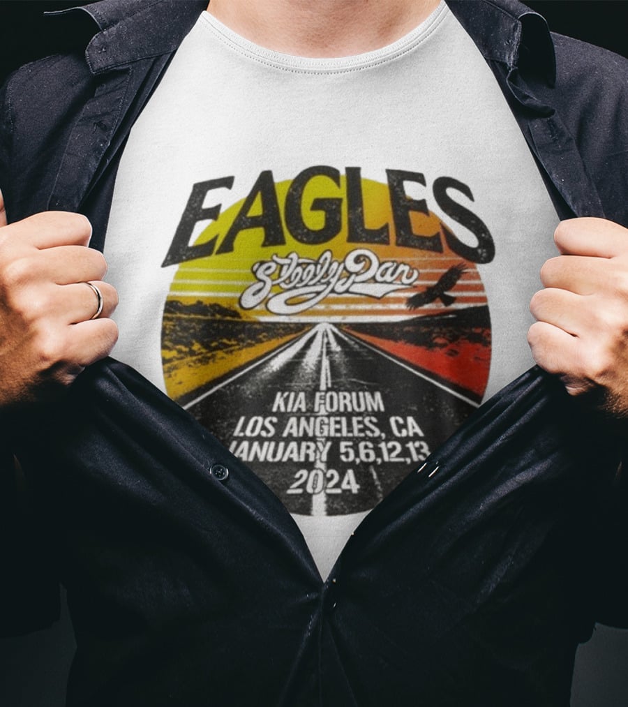 Eagles Steely Dan Kia Forum Los Angeles January 2024 Tour T-Shirt