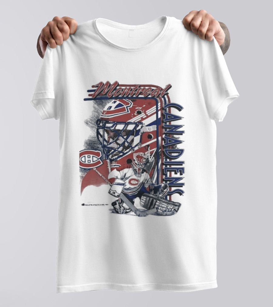Montreal Canadiens 1992 NHL Vintage Hockey Goalie Mask T-Shirt