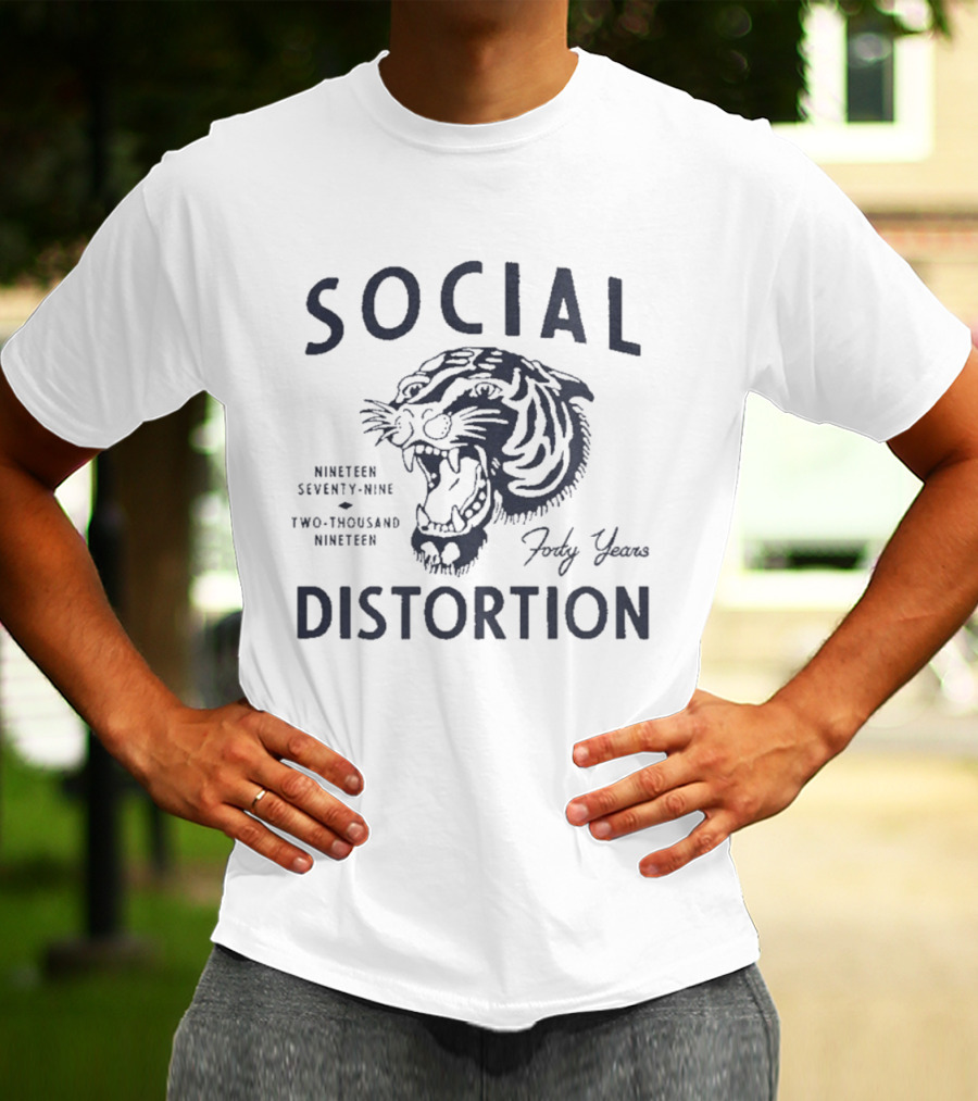 Social Distortion Forty Years Nineteen Seventy Nine Two Thousand Nineteen Tiger Head T-Shirt