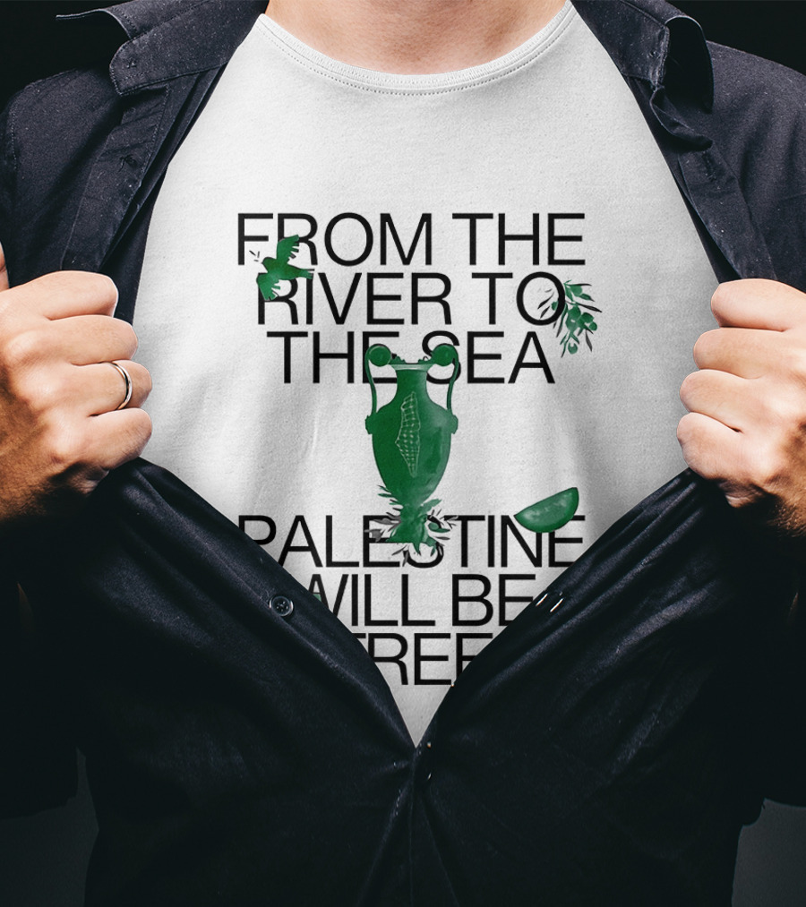 From The River To The Sea Palestine Will Be Free Vintage Jug And Leaf T-Shirt