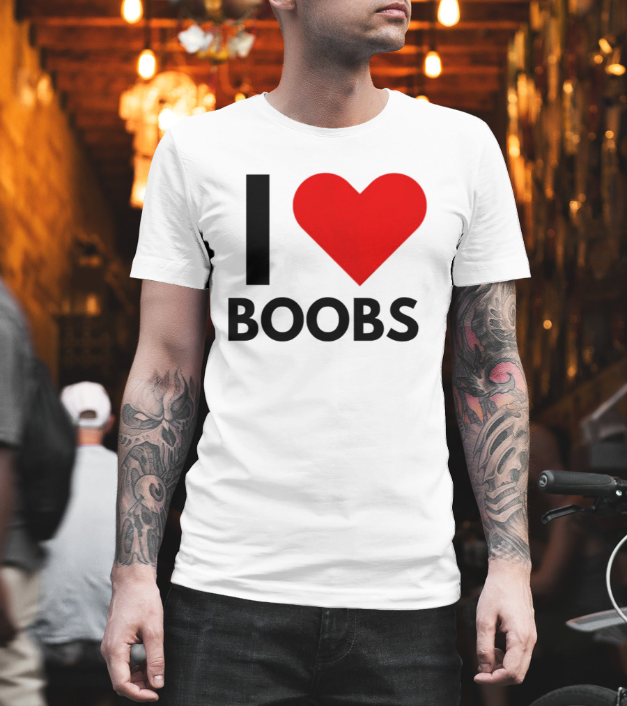 I Love Boobs Heart Symbol Humor T-Shirt
