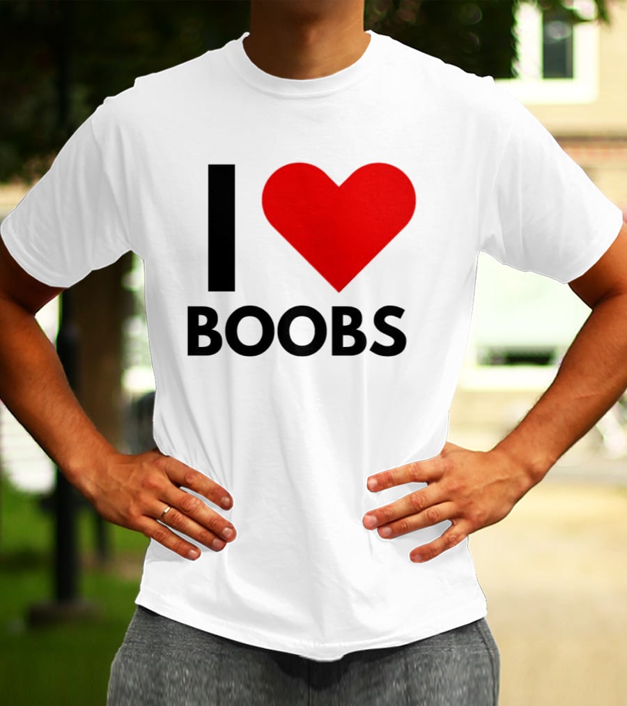 I Love Boobs Heart Symbol Humor T-Shirt