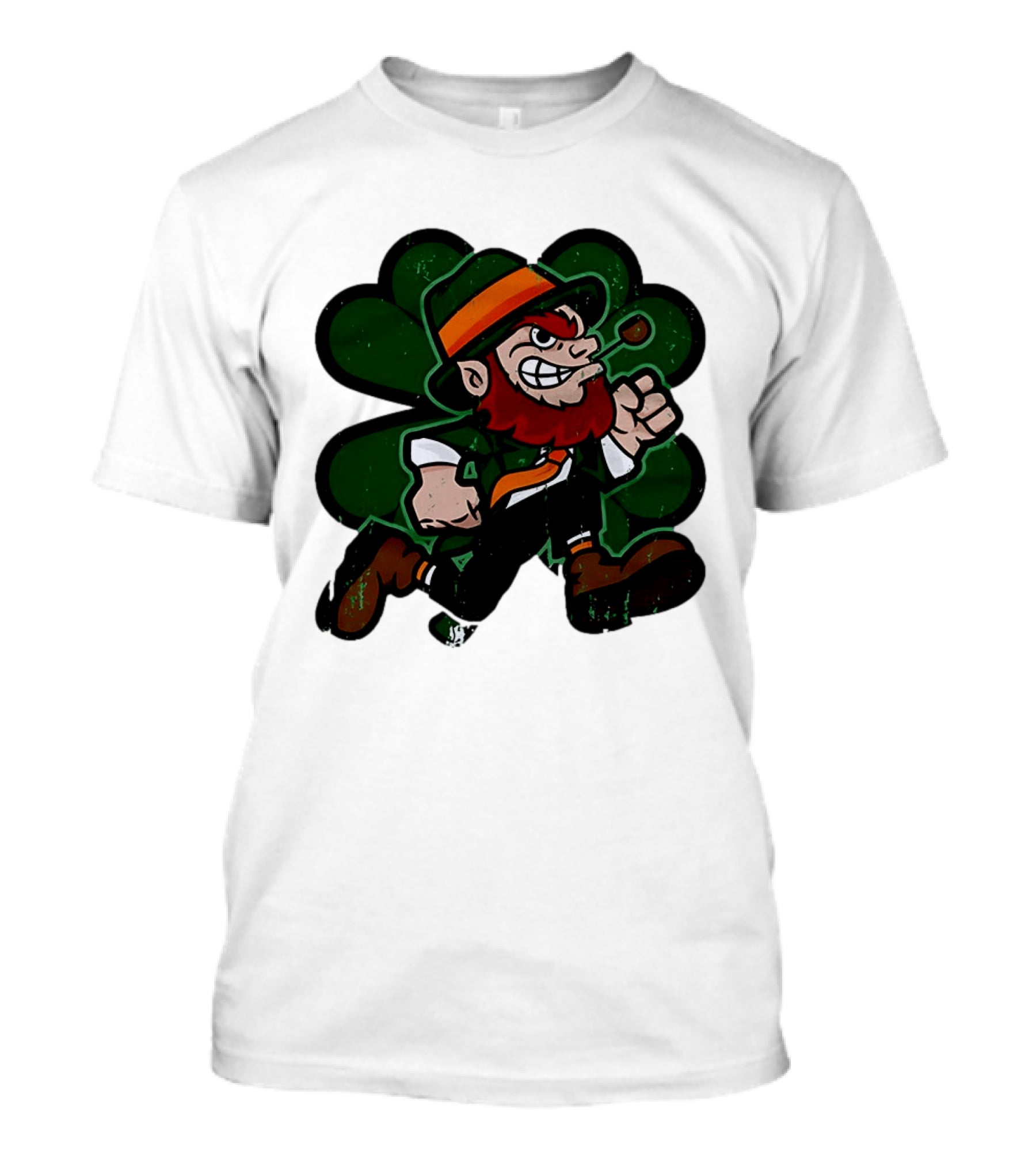 Leprechaun St. Patrick's Day Four Leaf Clover Smoking Pipe Vintage Irish T-Shirt