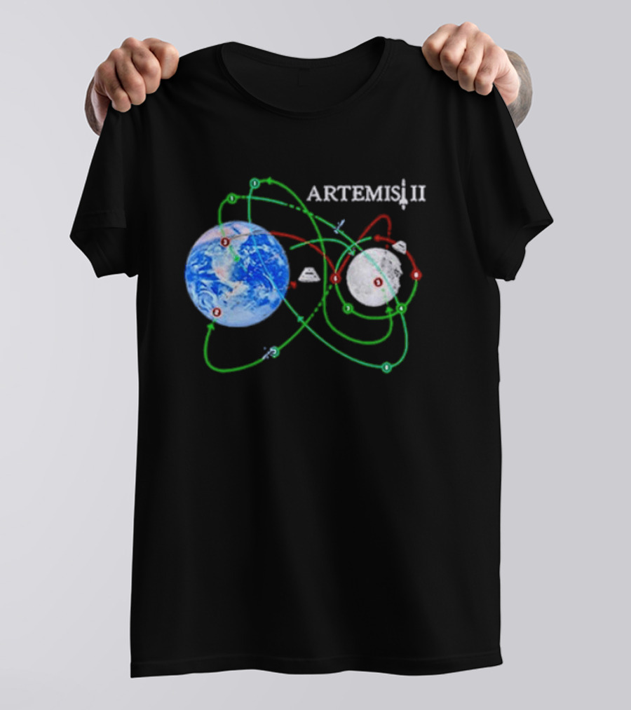 Artemis II NASA Moon Mission Pathways Earth And Moon T-Shirt