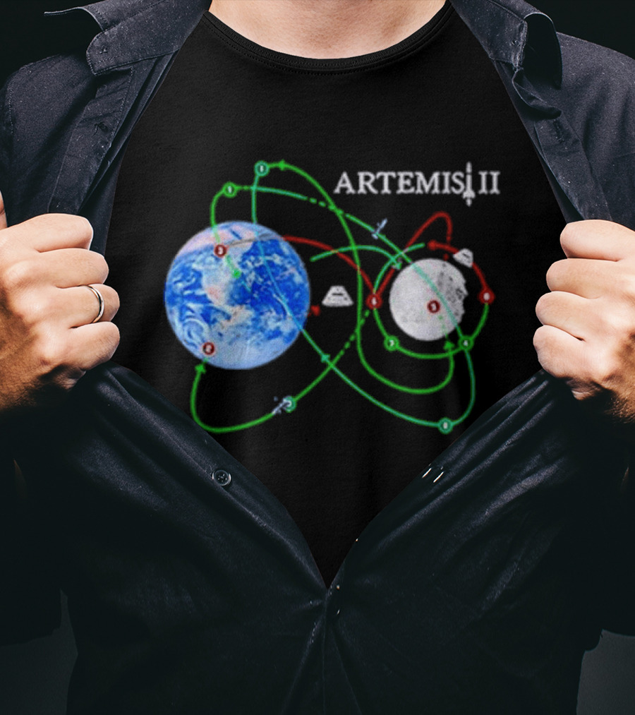 Artemis II NASA Moon Mission Pathways Earth And Moon T-Shirt