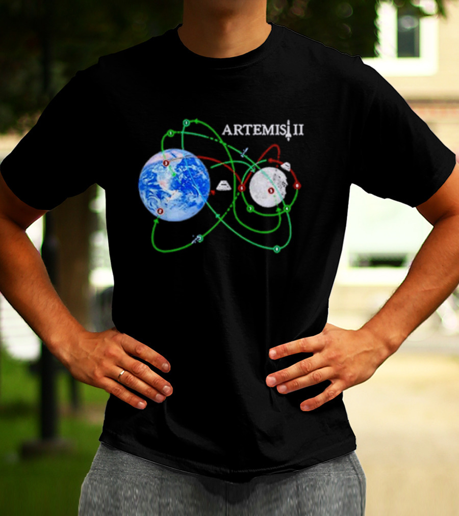 Artemis II NASA Moon Mission Pathways Earth And Moon T-Shirt
