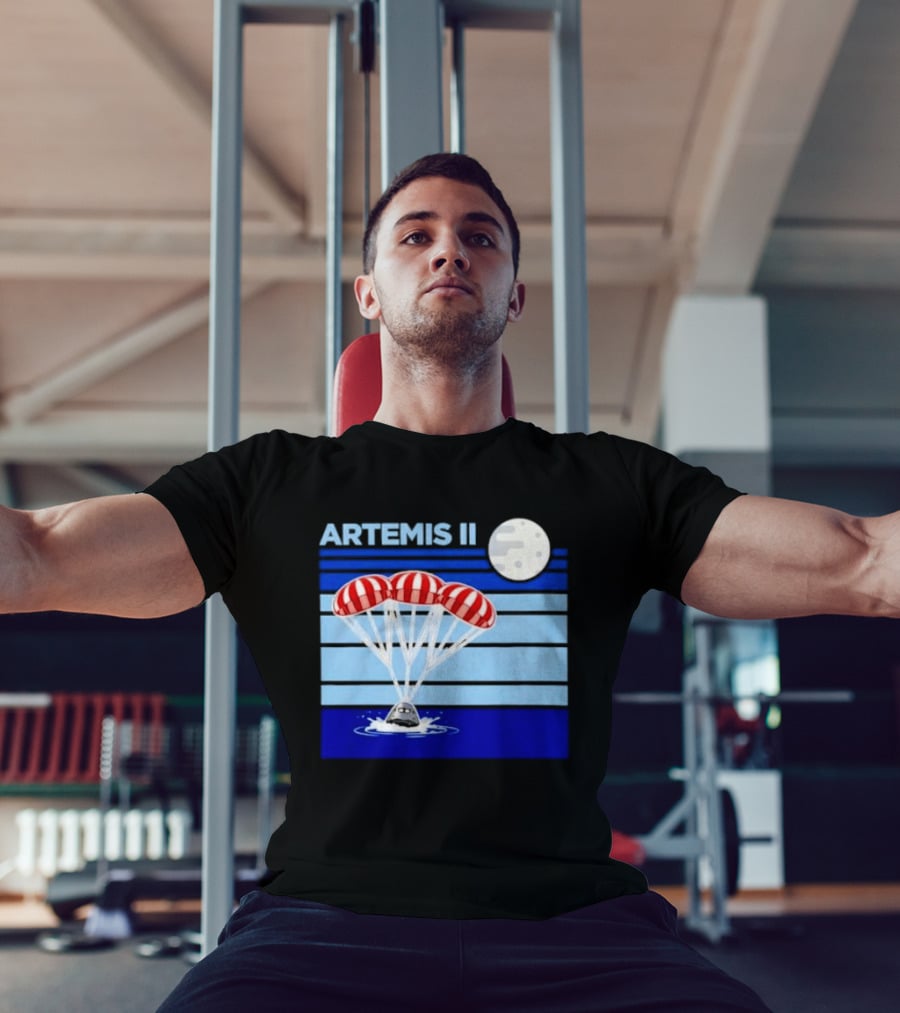 Artemis II Splashdown Red Parachutes Lunar Moon Landing T-Shirt