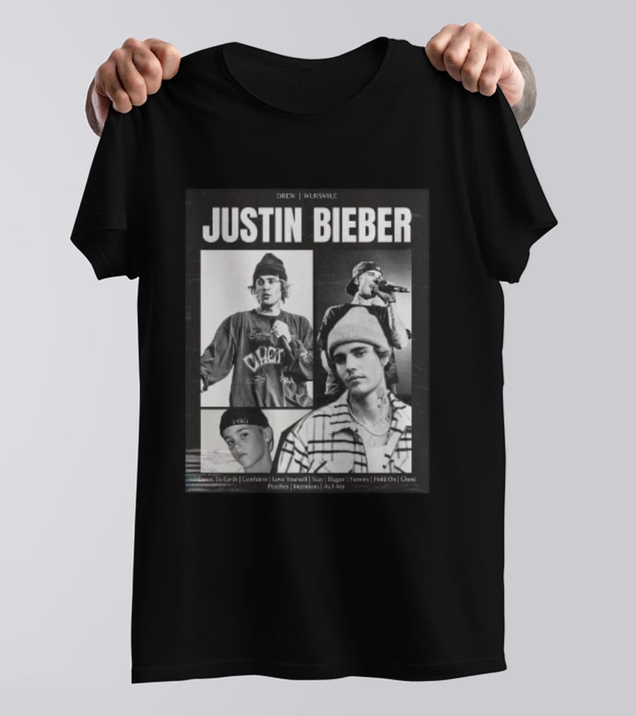 Drew House Viasmule Justin Bieber Collage Love Yourself Peaches Iconic Photos T-Shirt