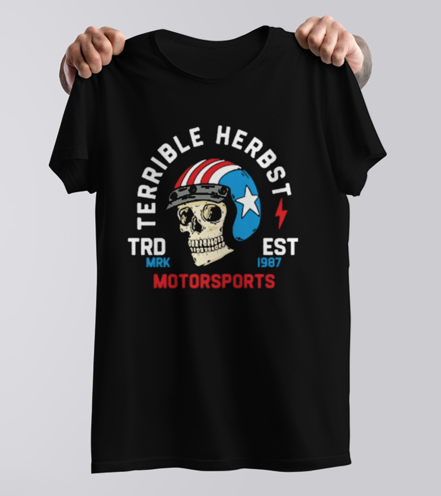 Terrible Herbst Motorsports TRD Mark EST 1987 Skull Helmet Star T-Shirt