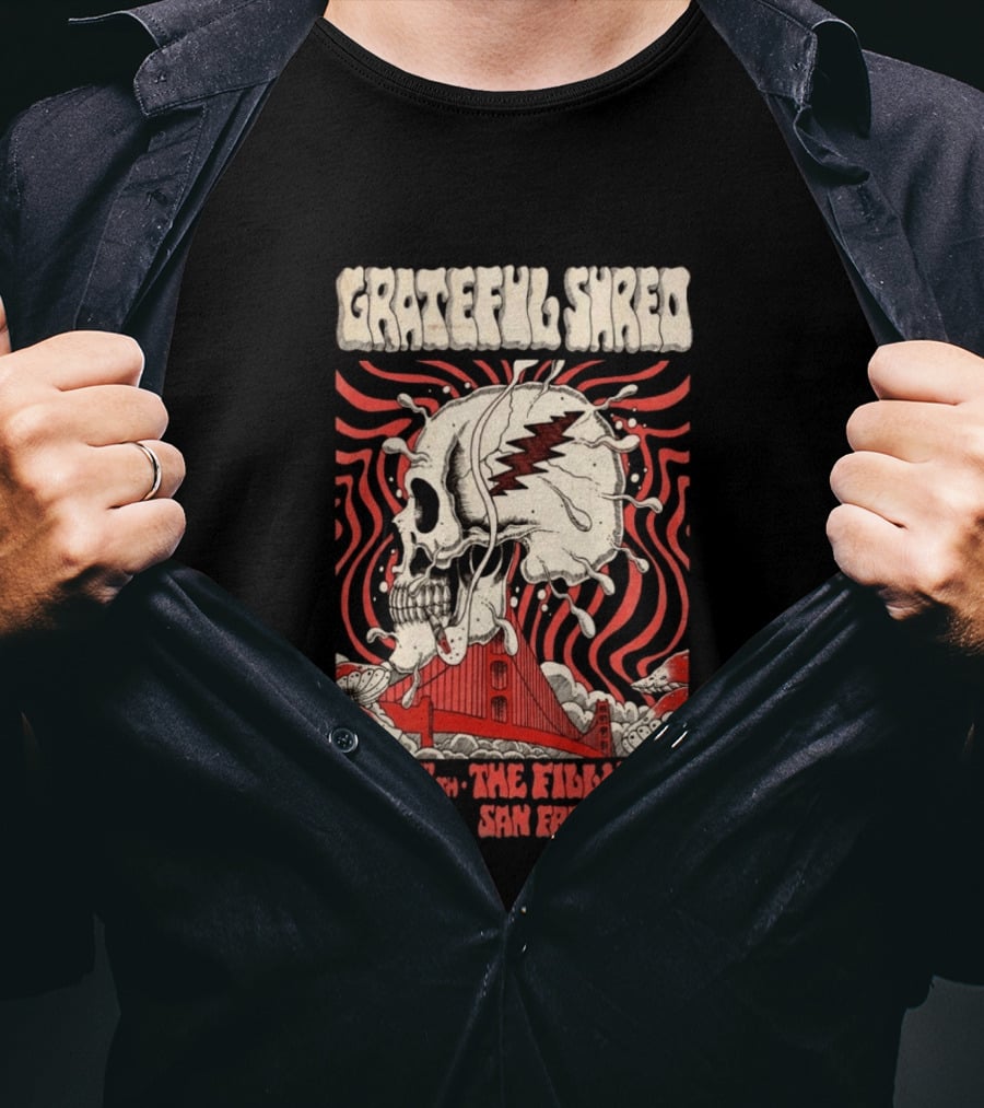 Grateful Shred Skull Golden Gate Bridge April 18th 2026 The Fillmore San Francisco T-Shirt