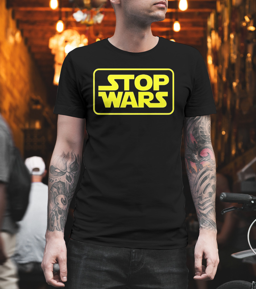 Stop Wars Yellow Text Block T-Shirt