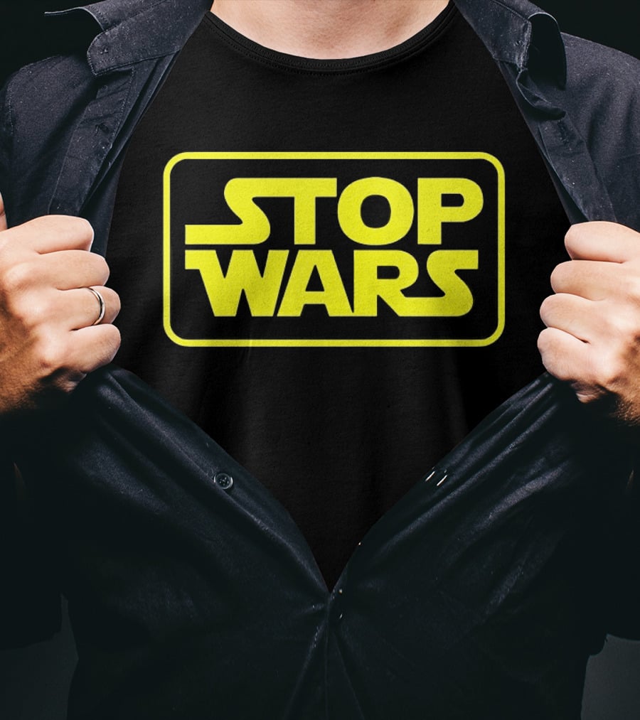 Stop Wars Yellow Text Block T-Shirt