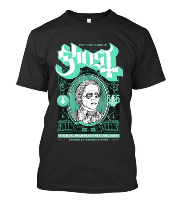 Ghost Six Hundred Sixty Six Dollars Papa Emeritus Spirit Bank Note T-Shirt