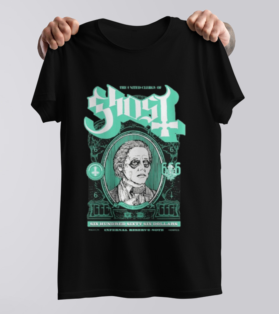 Ghost Six Hundred Sixty Six Dollars Papa Emeritus Spirit Bank Note T-Shirt