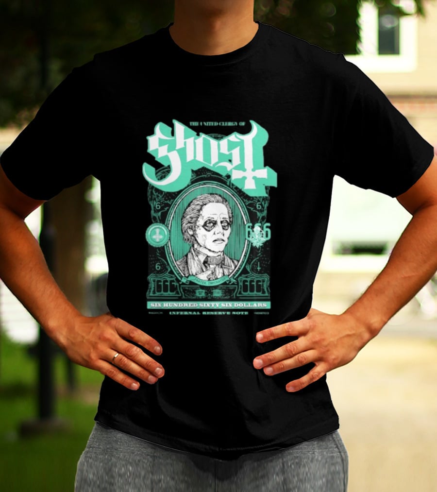 Ghost Six Hundred Sixty Six Dollars Papa Emeritus Spirit Bank Note T-Shirt