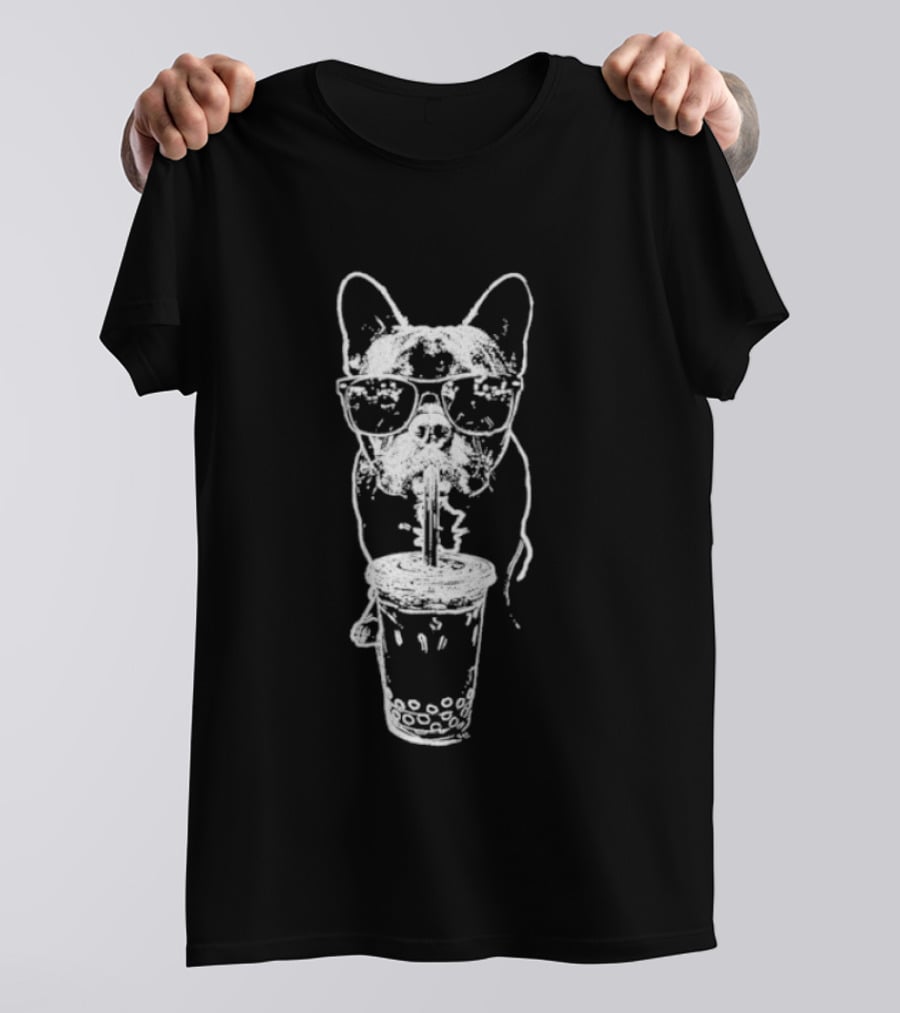French Bulldog With Bubble Tea Glasses And Drink T-Shirt