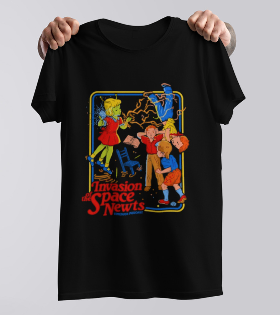 Invasion Of The Space Newts Retro Sci Fi Kids Adventure T-Shirt