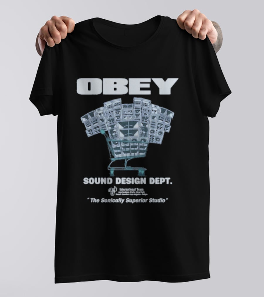 Obey Sound Waves Department Music Shopping Cart Revolution T-Shirt