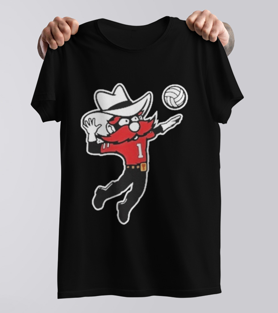 Raider Red Playing Volleyball Action T-Shirt