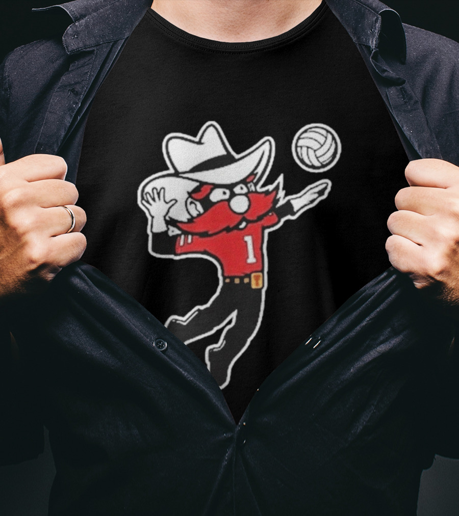 Raider Red Playing Volleyball Action T-Shirt