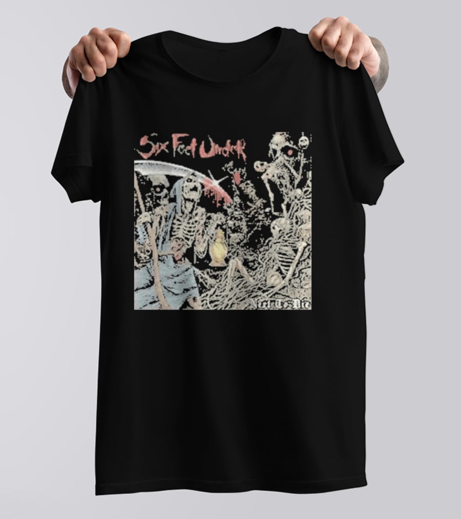 Six Feet Under Scythe And Skeletons Next To Die T-Shirt