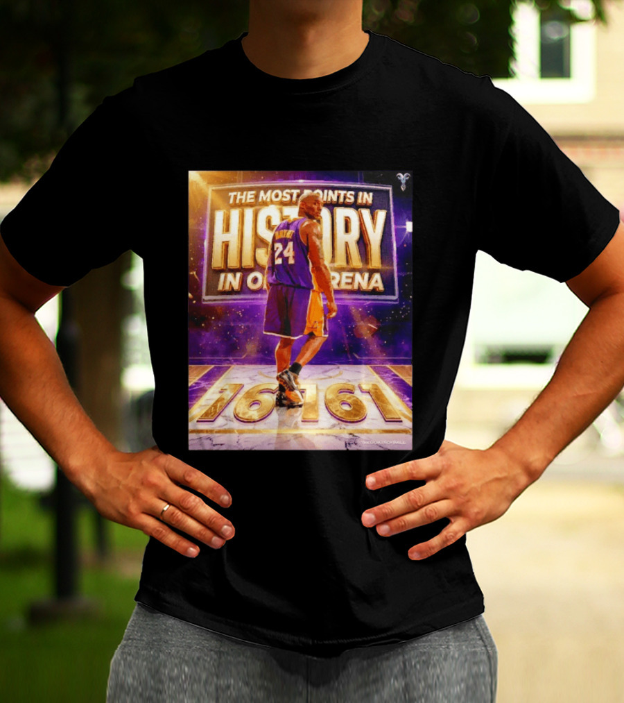 The Most Points In History Kobe Bryant Los Angeles Lakers 16161 Arena T-Shirt