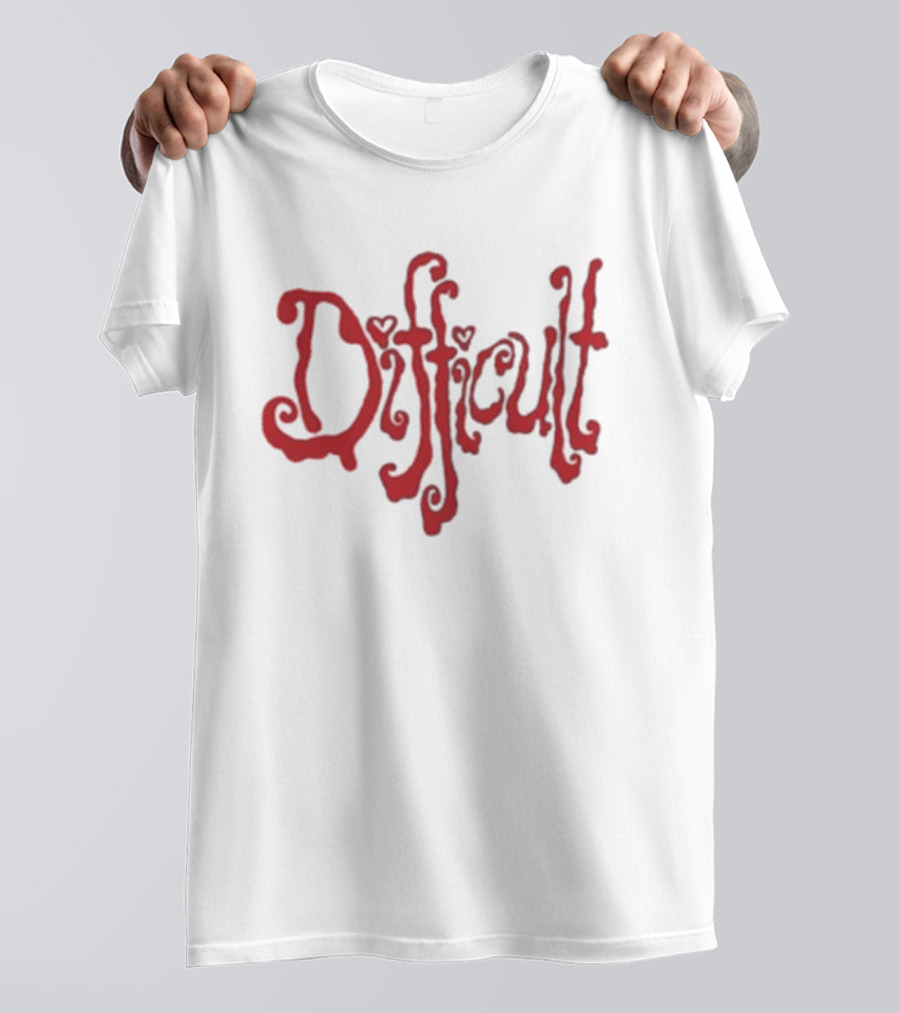 Lonely Club Difficult Red Heart Lettering T-Shirt