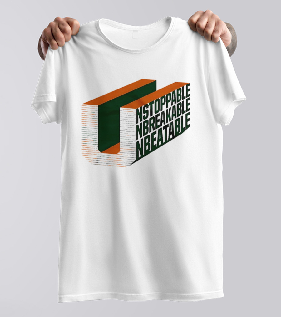 Unstoppable Unbreakable Unbeatable Bold 3D Text Optical Illusion T-Shirt