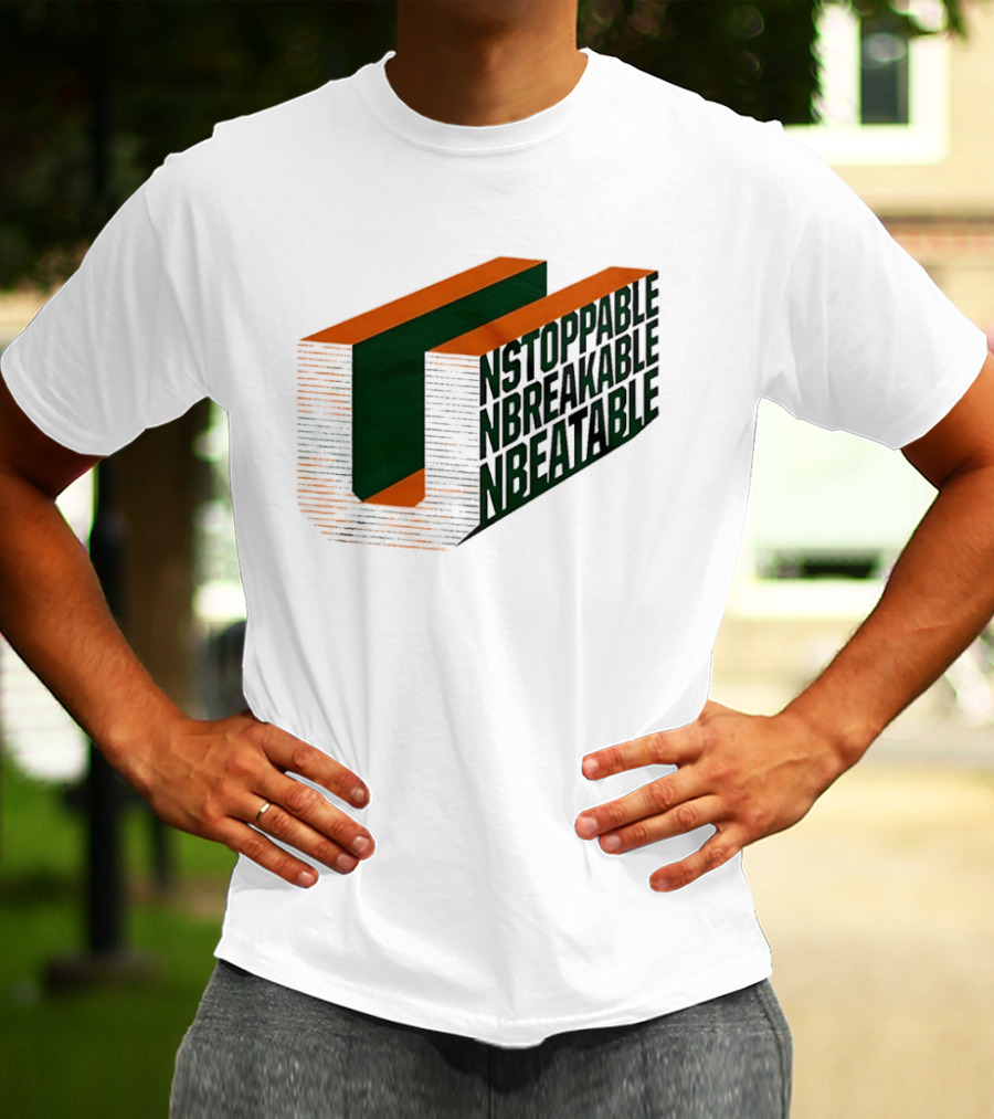Unstoppable Unbreakable Unbeatable Bold 3D Text Optical Illusion T-Shirt