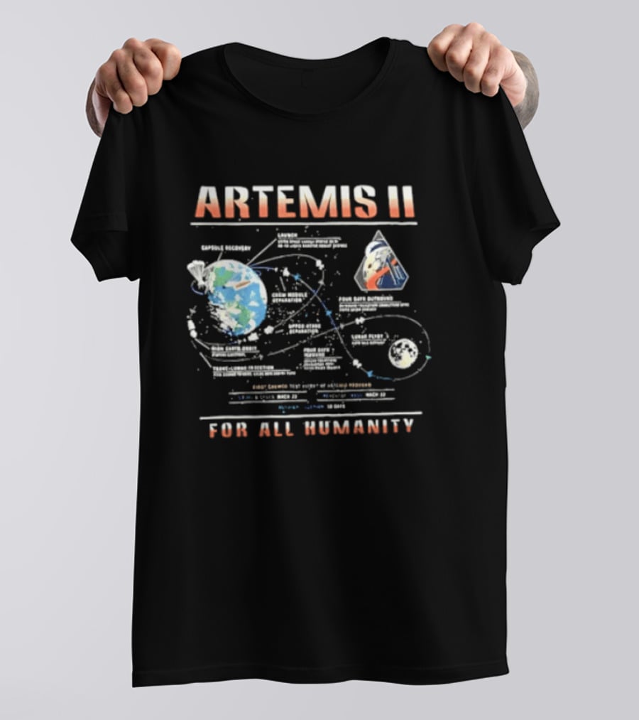 Artemis II Earth Lunar Missions For All Humanity T-Shirt
