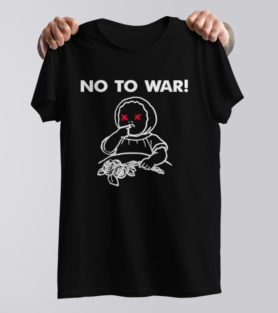 No To War Jon King Protest Statement With Child And Flowers T-Shirt