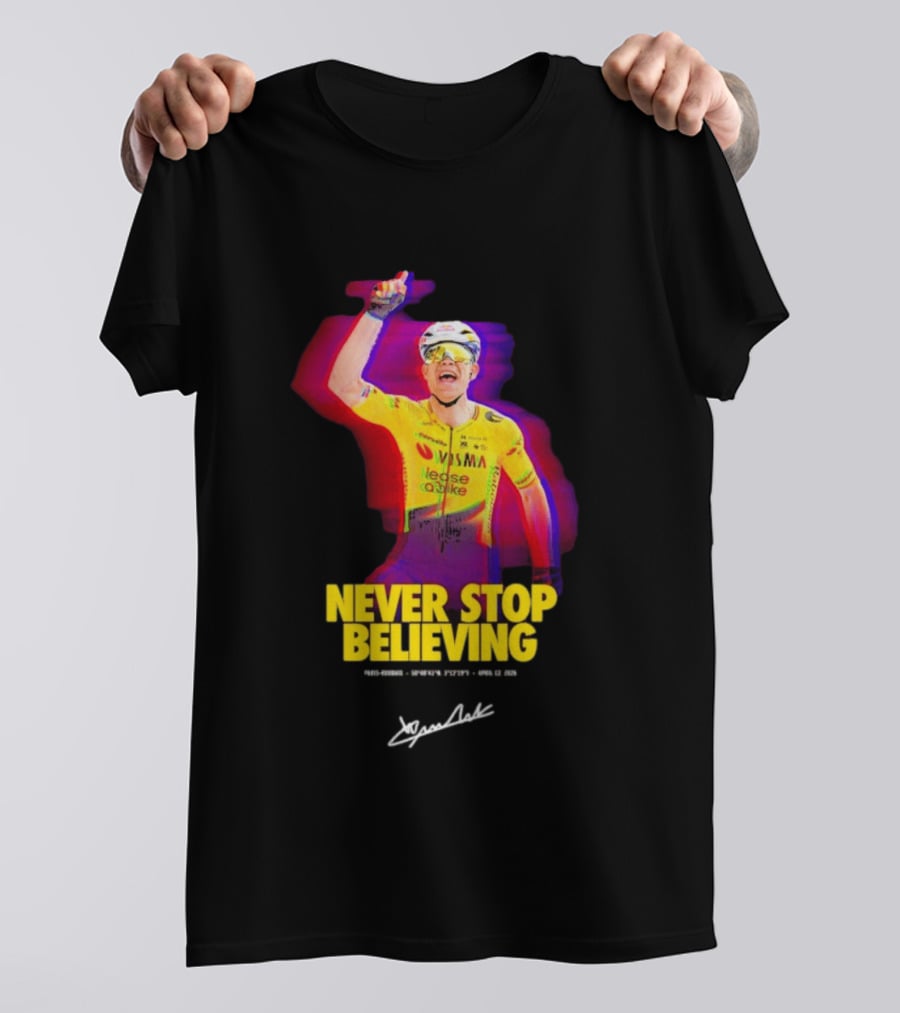 Never Stop Believing Jumbo Visma Leese Quake Signature T-Shirt
