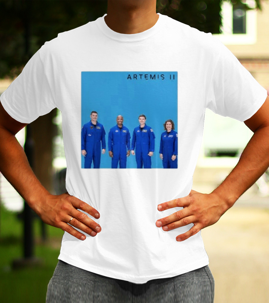NASA Artemis II Crew Astronauts In Blue Flight Suits Mission Patch T-Shirt