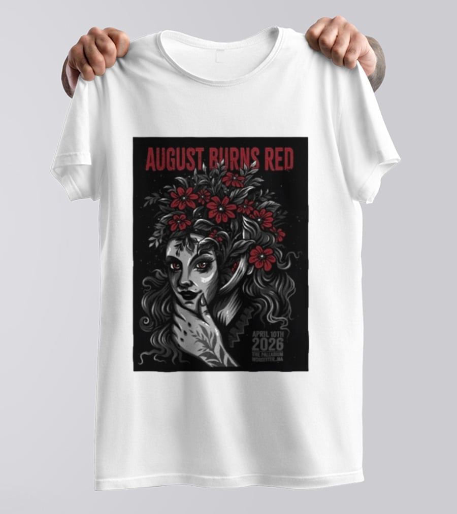 August Burns Red Concert April 10 2026 The Palladium Worcester MA Floral Headpiece T-Shirt