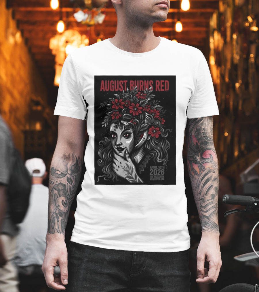 August Burns Red Concert April 10 2026 The Palladium Worcester MA Floral Headpiece T-Shirt